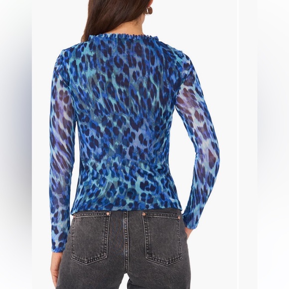 NWT 1. State Leopard Print Ruffle Trim V-Neck Top - Picture 2 of 2